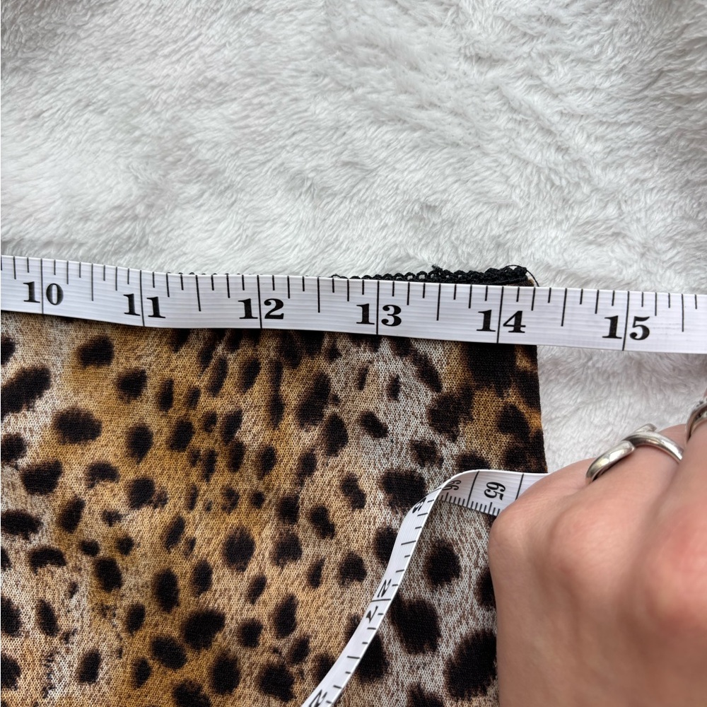 Betsy Johnson Leopard Print Midi Skirt with Black Floral Lace Trim - Picture 4 of 5